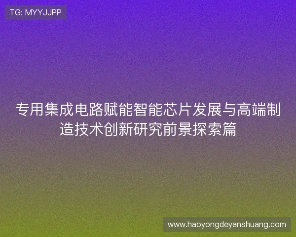 专用集成电路赋能智能芯片发展与高端制造技术创新研究前景探索篇